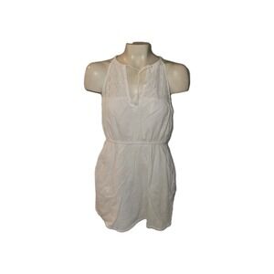 ROXY White Halter‎ Dress Lace Detail Pockets Summer Casual beachy surfer skater
